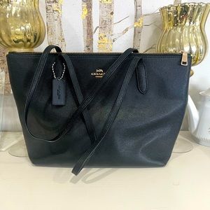 Coach black leather tote